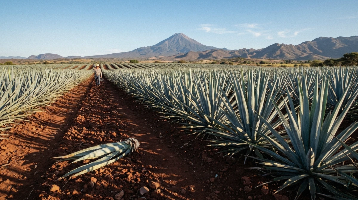 Dry agave rows near Tequila under clear sky contrasted with a rain-slicked cobblestone street in Guadalajara, showing the best time to visit Guadalajara by season